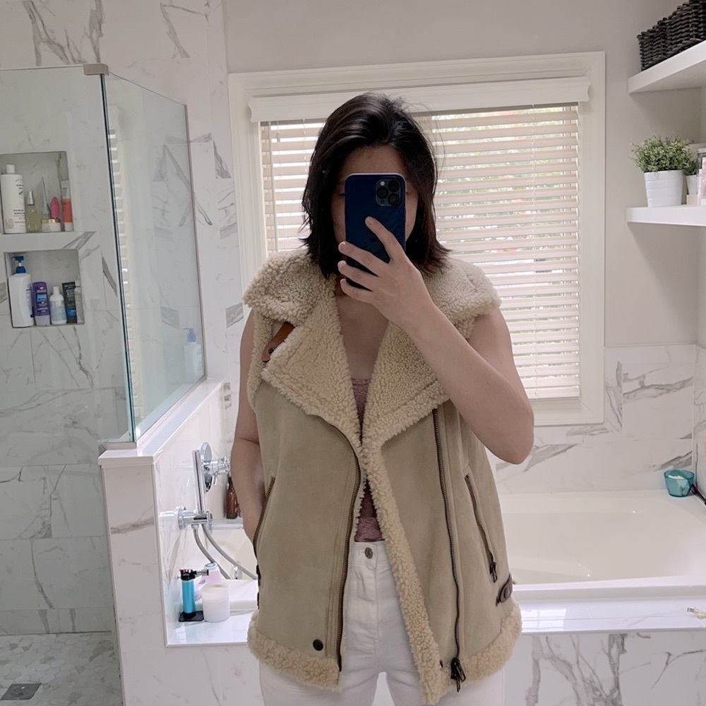 Coach Sheepskin Moto Vest XS - Picture 7 of 9